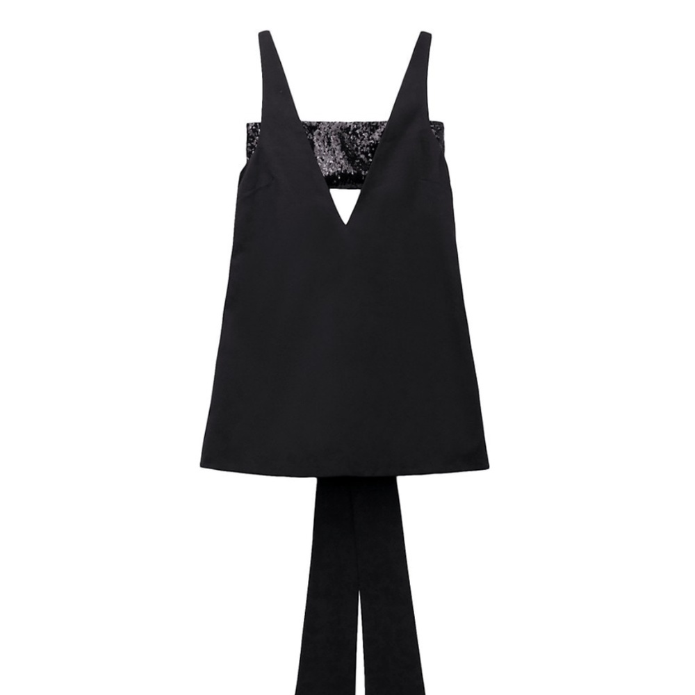 STAUD black mini dress with sequin bandeau